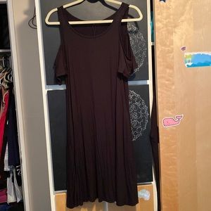 Black tank top dress with off the shoulder sleeves